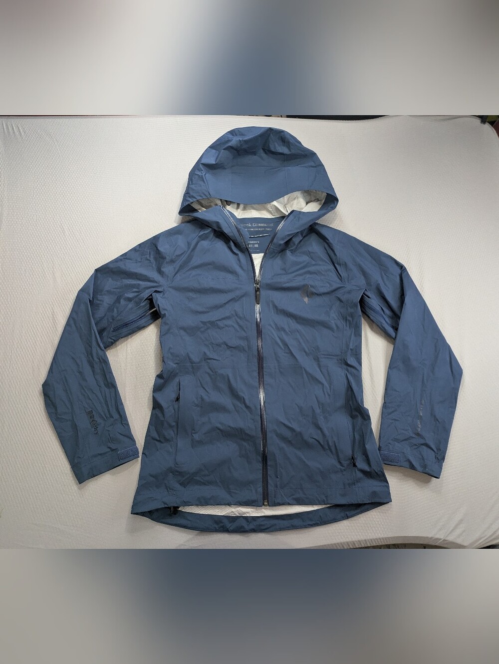 Black Diamond Stormline Stretch Rain Shell Hooded Blue Women’s Size M BD Dry